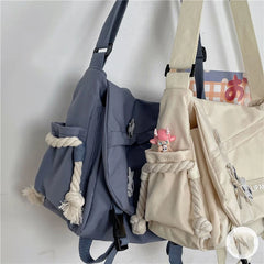 Japanese Style Crossbody Bag Nylon Waterproof Canvas Satchel