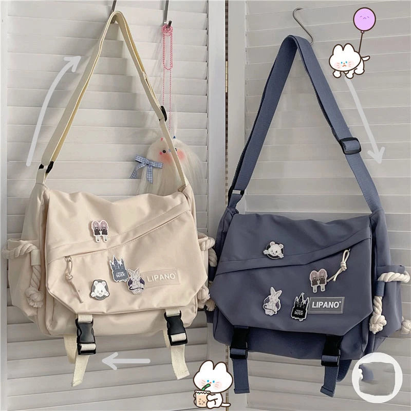 Japanese Style Crossbody Bag Nylon Waterproof Canvas Satchel