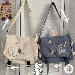Japanese Style Crossbody Bag Nylon Waterproof Canvas Satchel
