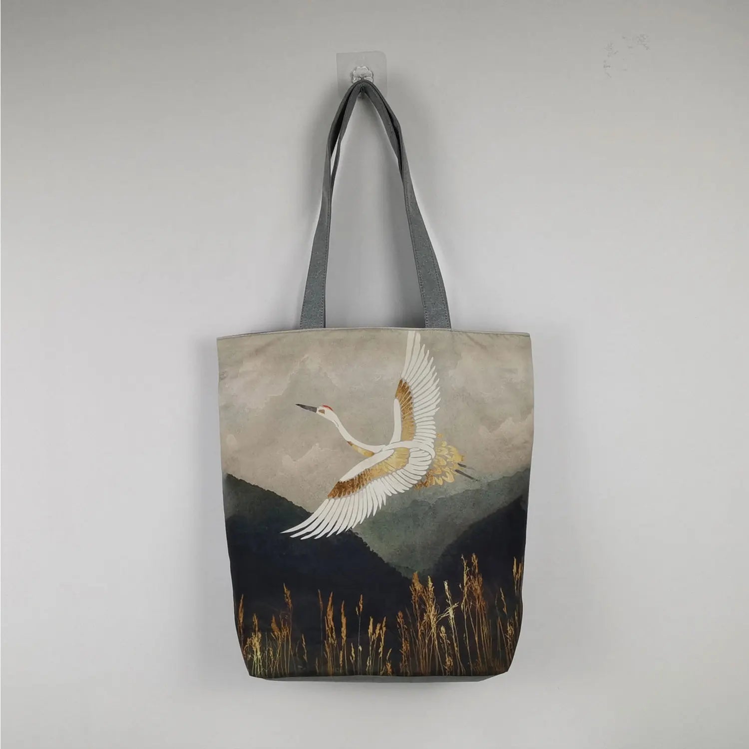 Japanese Crane Tote Bag for Shopping, Eco-Friendly Reusable Handbag