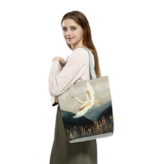 Japanese Crane Tote Bag for Shopping, Eco-Friendly Reusable Handbag