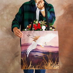 Japanese Crane Tote Bag Eco Reusable Shoulder Shopping Bags