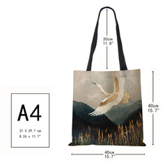 Japanese Crane Tote Bag Eco Reusable Shoulder Shopping Bags