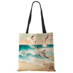 Japanese Crane Tote Bag Eco Reusable Shoulder Shopping Bags