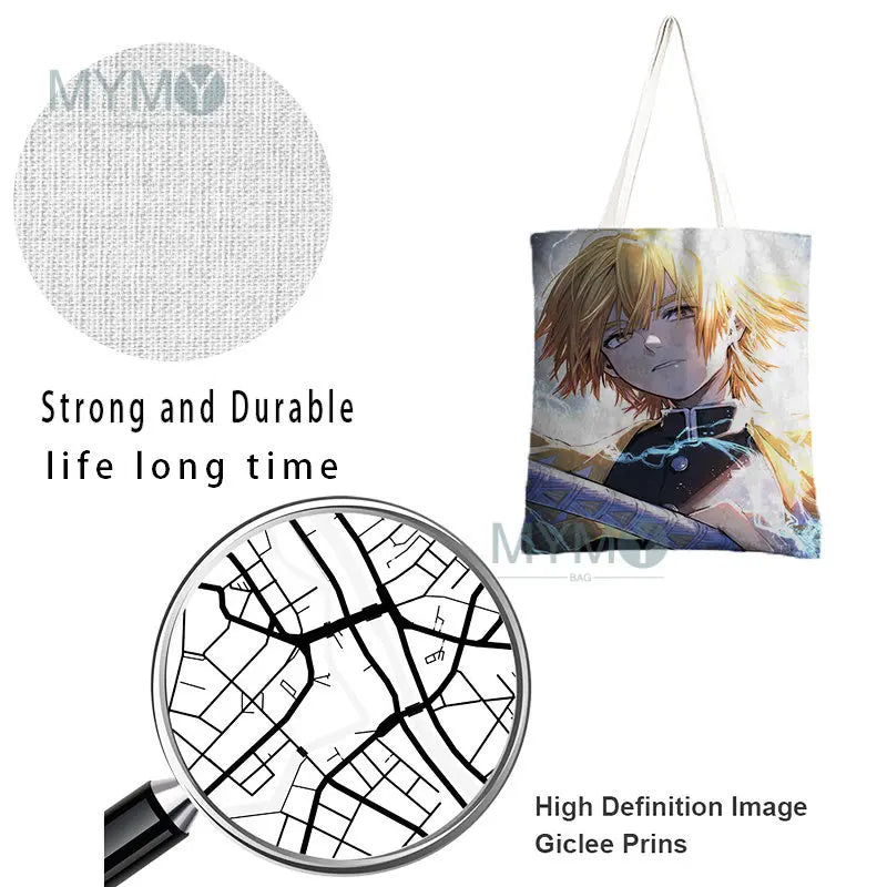 Japanese Ukiyoe Women Shoulder Bags Canvas Eco Travel Beach Bag
