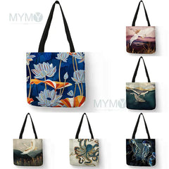 Japanese Ukiyoe Women Shoulder Bags Handbags Canvas Eco Travel School Beach Bag
