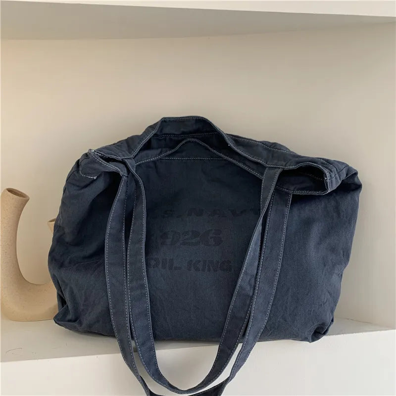 Japanese Canvas One-shoulder Messenger Bag Letter Print Large-capacity Tote