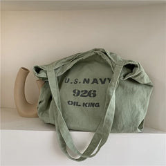 Japanese Canvas One-shoulder Messenger Bag Letter Print Large-capacity Tote