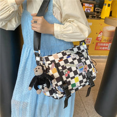 Japanese Women Plaid Messenger Bags Ladies Cover Shoulder Crossbody Bag