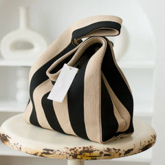 Japanese Candy Wool Knitting Women Handbag Striped Tote Bag