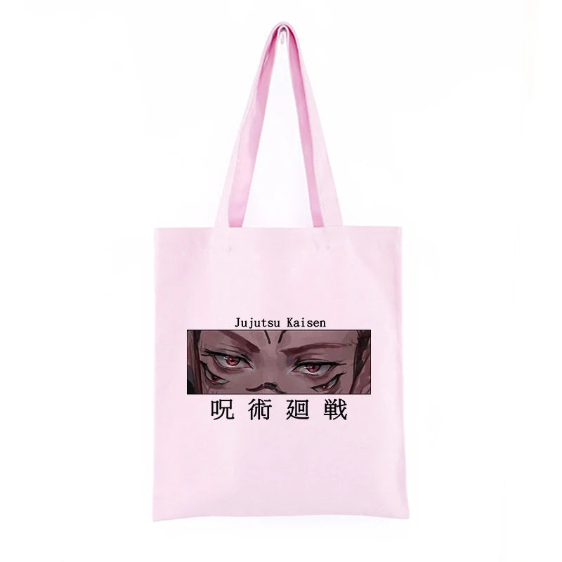 Jujutsu Kaisen Canvas Bag Harajuku Women Large Shopper Punk Shoulder Bags