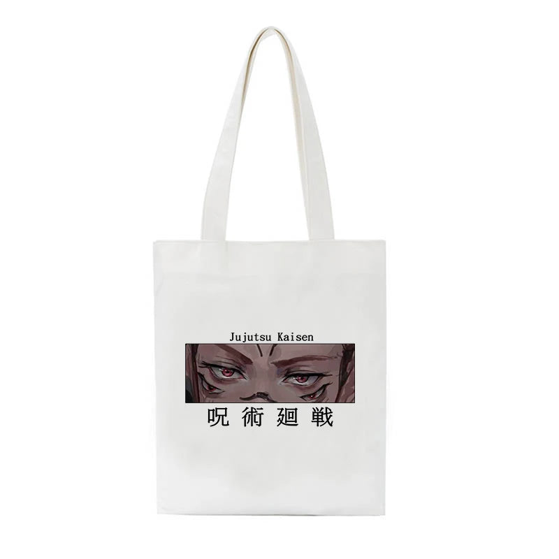 Jujutsu Kaisen Canvas Bag Harajuku Women Large Shopper Punk Shoulder Bags