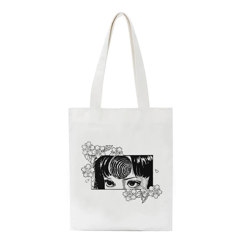 Japanese Tomie Canvas Bag Shoulder Bag Horror Casual Large-Capacity Harajuku