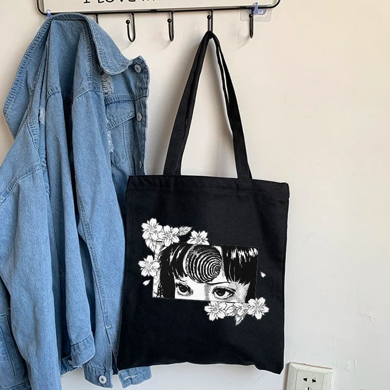 Japanese Tomie Canvas Bag Shoulder Bag Horror Casual Large-Capacity Harajuku