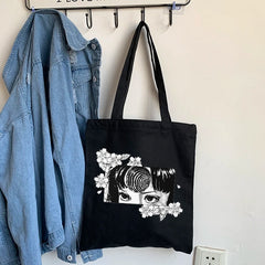 Japanese Tomie Canvas Bag Shoulder Bag Horror Casual Large-Capacity Harajuku