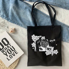 Japanese Tomie Canvas Bag Shoulder Bag Horror Casual Large-Capacity Harajuku