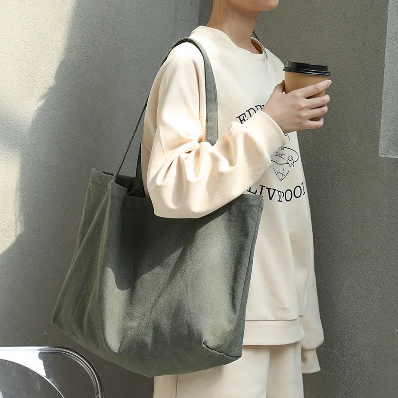 Japanese Art Canvas Tote Bag Casual Mori Handbag Retro Shoulder Shopping Bag