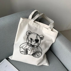 Japanese Gothic Waves Y2K Canvas Bag - Harajuku Women Shoulder Bags