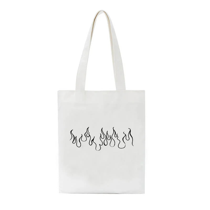 Japanese Gothic Waves Y2K Canvas Bag - Harajuku Women Shoulder Bags