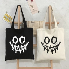 Japanese Gothic Waves Y2K Canvas Bag - Harajuku Women Shoulder Bags