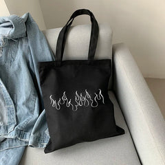 Japanese Gothic Waves Y2K Canvas Bag - Harajuku Women Shoulder Bags