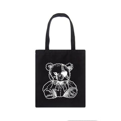 Japanese Gothic Waves Y2K Canvas Bag - Harajuku Women Shoulder Bags