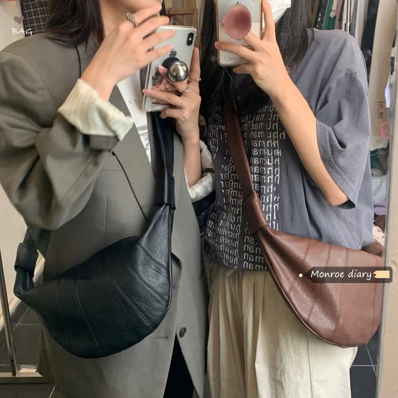 Japanese Dumpling Bag Women Cross Body Bag Vintage Waist Bag