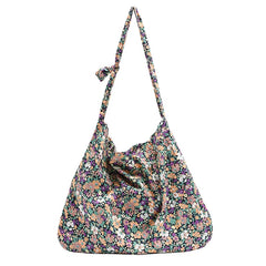 Floral Canvas Shoulder Bag for Women Casual Crossbody Large Capacity