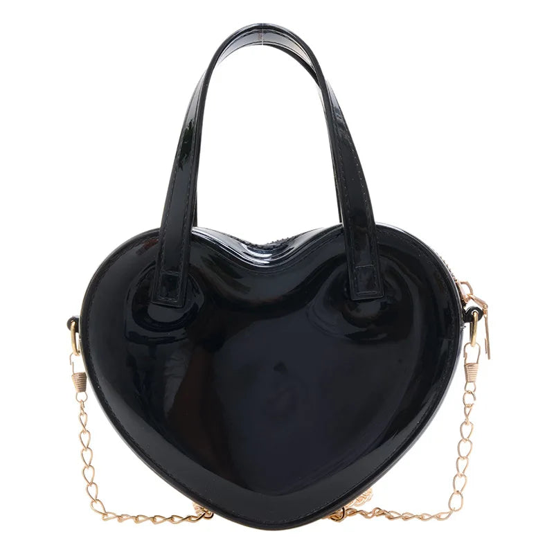 Jelly PVC Heart Chain Shoulder Bag Small Purses Handbags Girls Crossbody