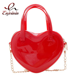 Jelly PVC Heart Chain Shoulder Bag Small Purses Handbags Girls Crossbody