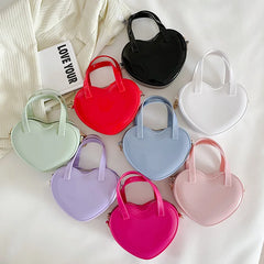 Jelly PVC Heart Chain Shoulder Bag Small Purses Handbags Girls Crossbody