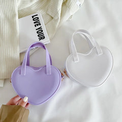 Jelly PVC Heart Chain Shoulder Bag Small Purses Handbags Girls Crossbody
