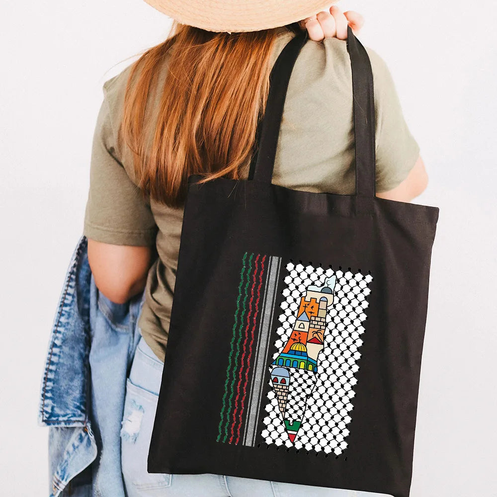 Jerusalem Wailing Wall Women Canvas Shoulder Casual Handbags Totes Cotton