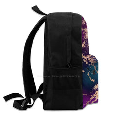 Jewel Tone Rose Marble School Bag Backpack Laptop 15 Inch Turquoise Purple
