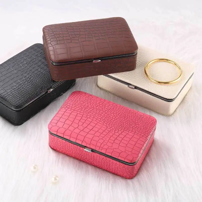 Pu Leather Travel Jewelry Box Earrings Organizer