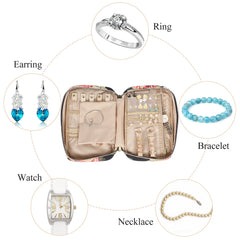 PU Leather Jewelry Storage Box Zipper Case Earring Holder
