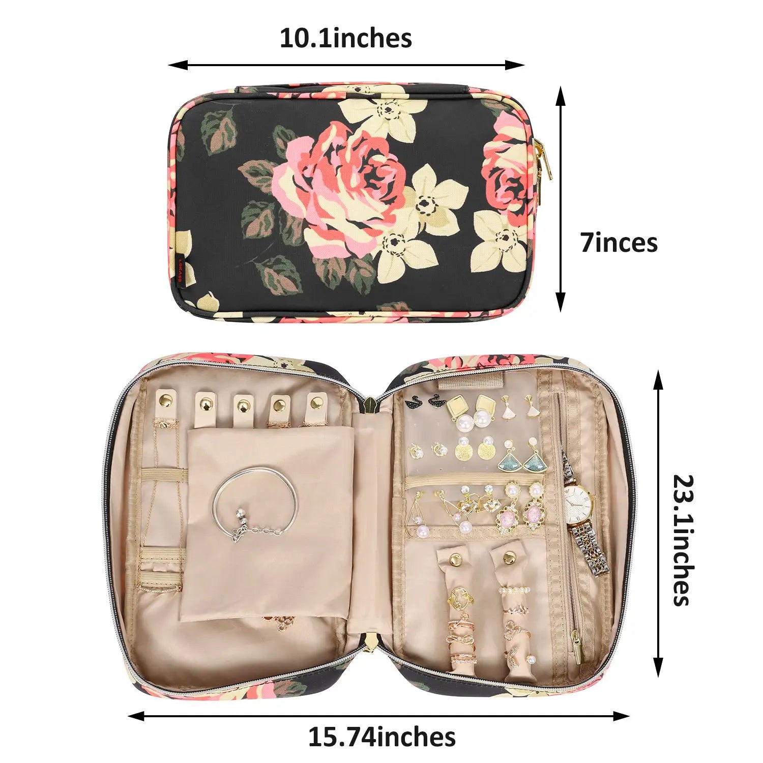 PU Leather Jewelry Storage Box Zipper Case Earring Holder