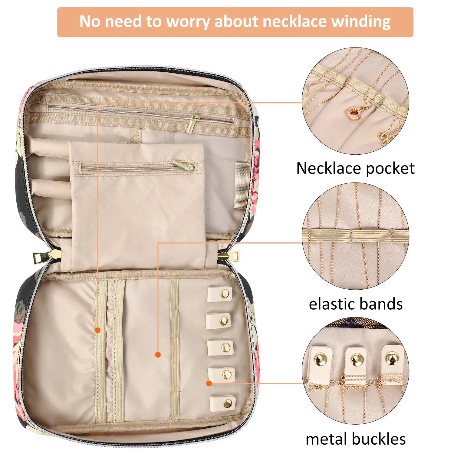 PU Leather Jewelry Storage Box Zipper Case Earring Holder