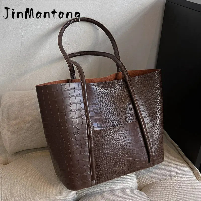 Large PU Leather Shoulder Bag for Women Winter Female Handbags