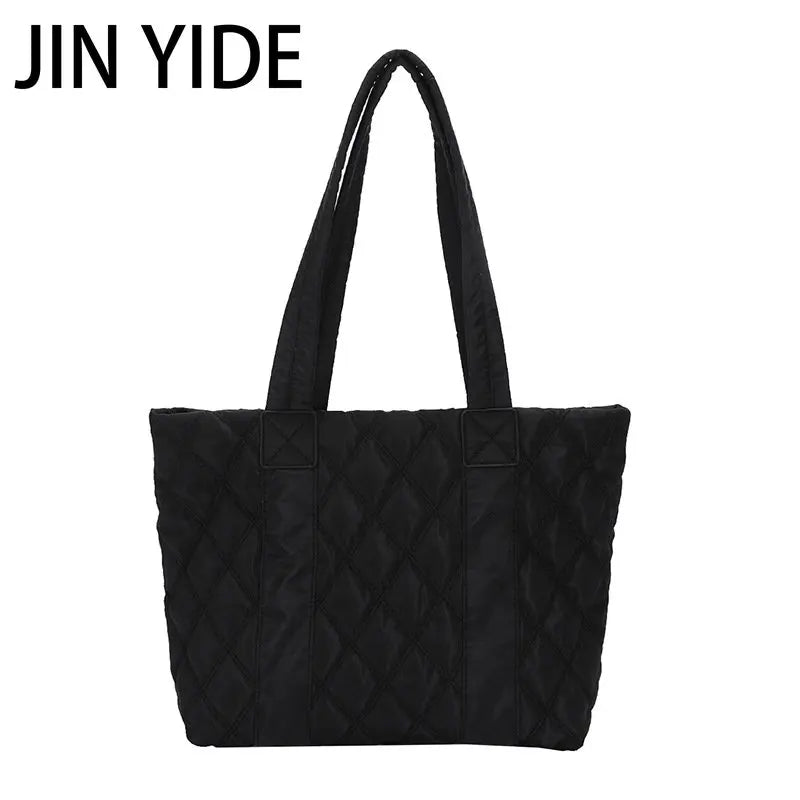 Casual Quilted Women Shoulder Bags Padded Lady Handbags Nylon Down Cotton Large