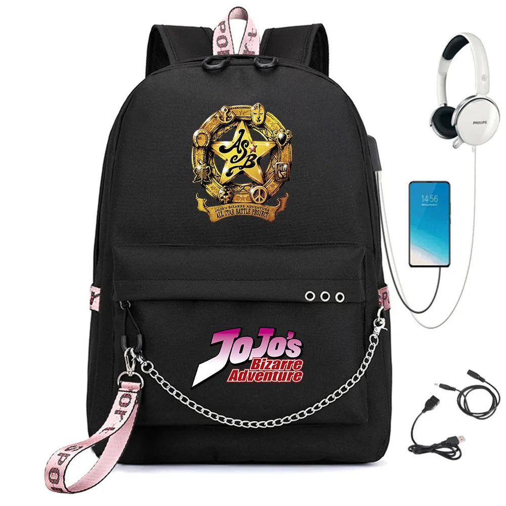 JoJo's Bizarre Adventure Backpack with USB Charge & Headphone