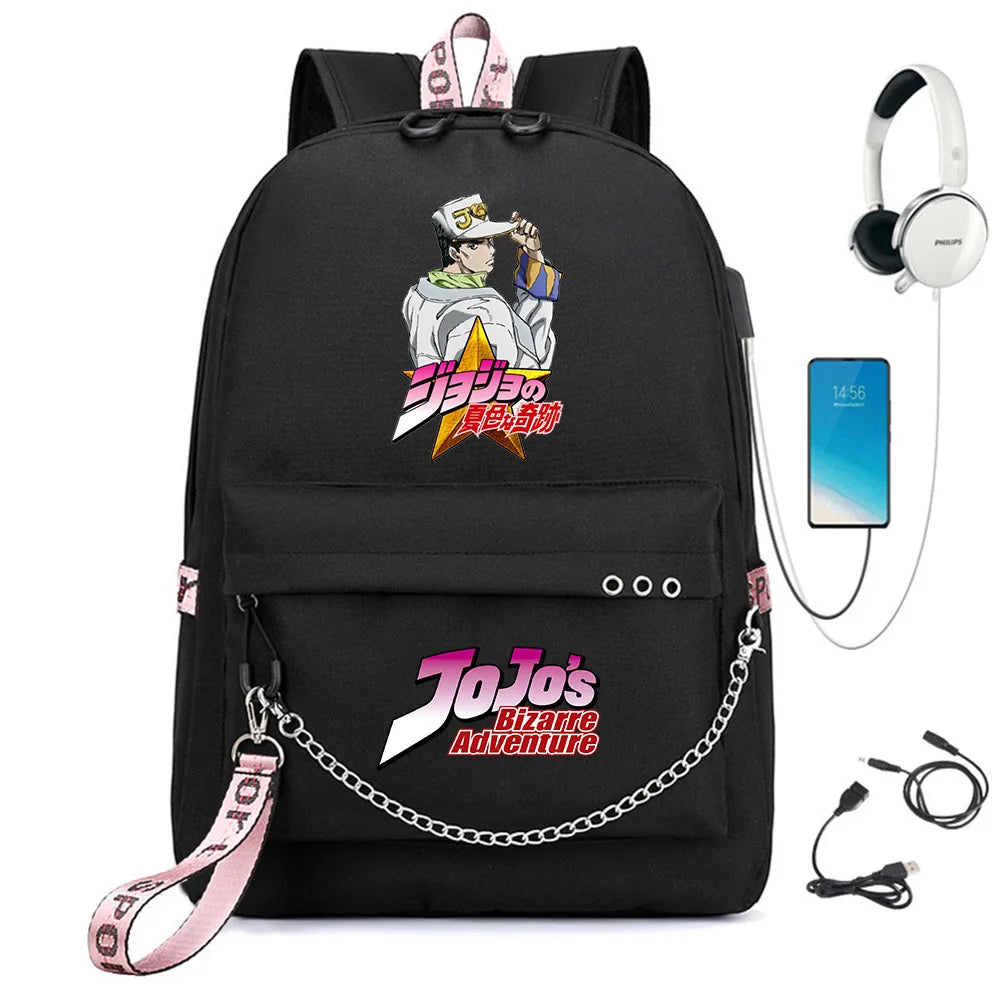 JoJo's Bizarre Adventure Backpack with USB Charge & Headphone