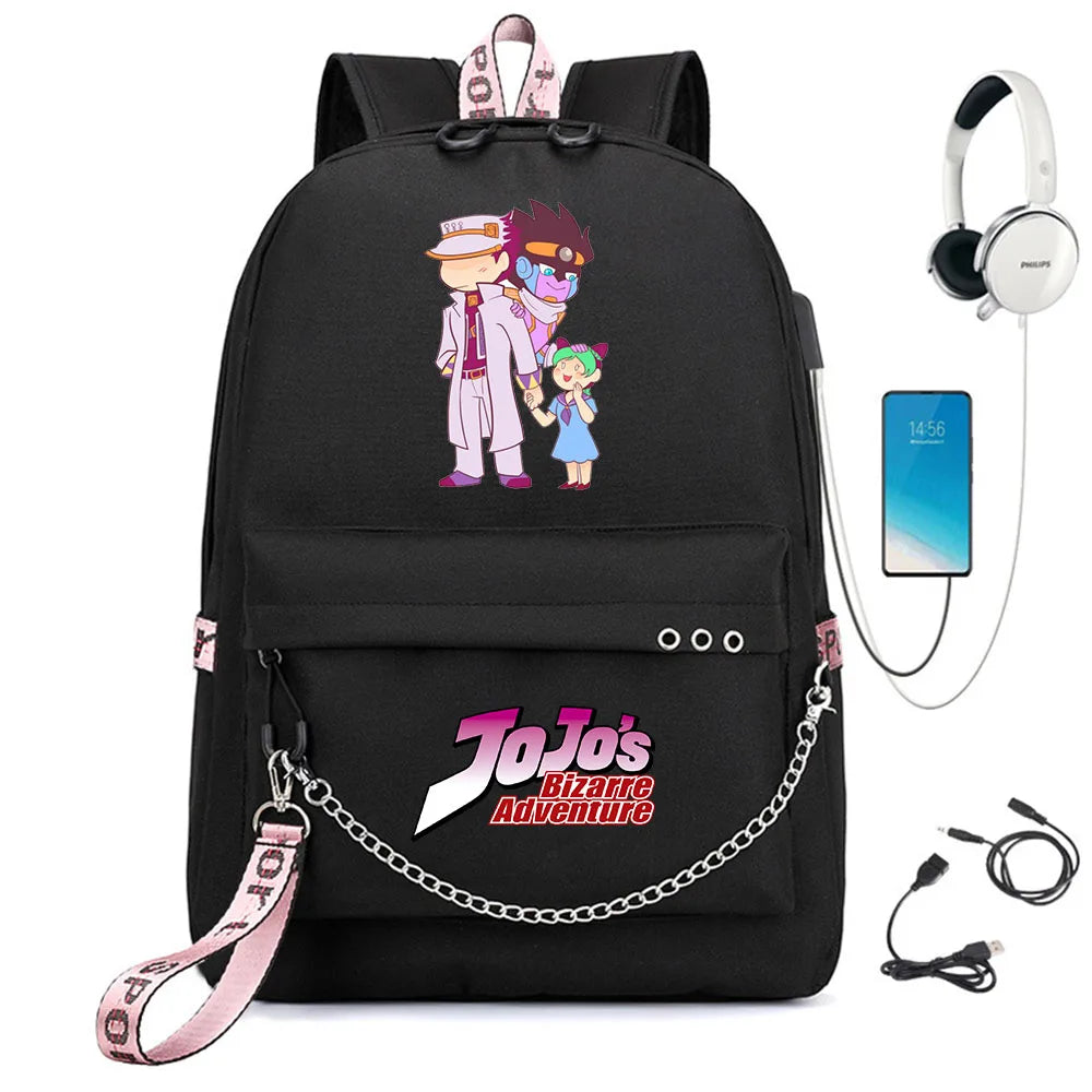 JoJo's Bizarre Adventure Backpack with USB Charge & Headphone