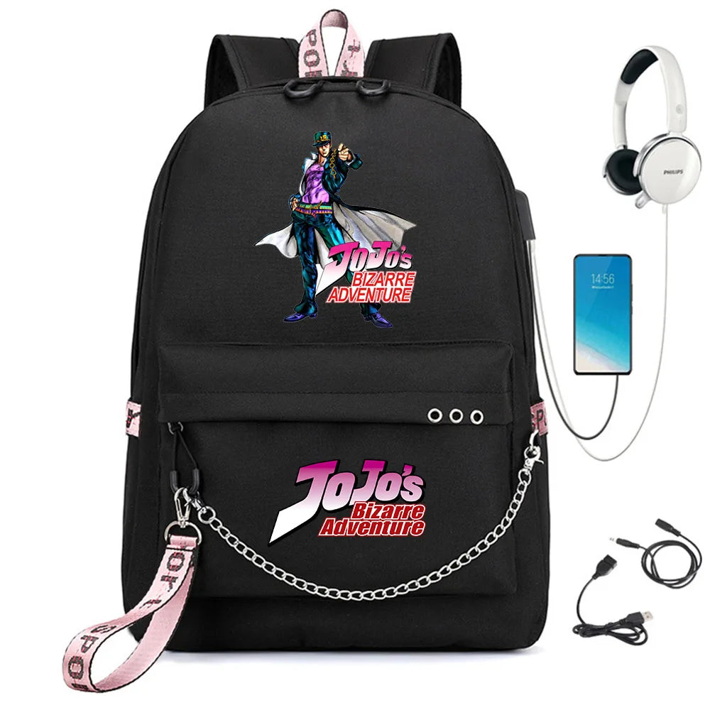 JoJo's Bizarre Adventure Backpack with USB Charge & Headphone