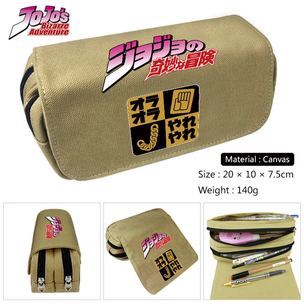 JoJo's Bizarre Adventure Canvas Pencil Case Travel Cosmetic Bag