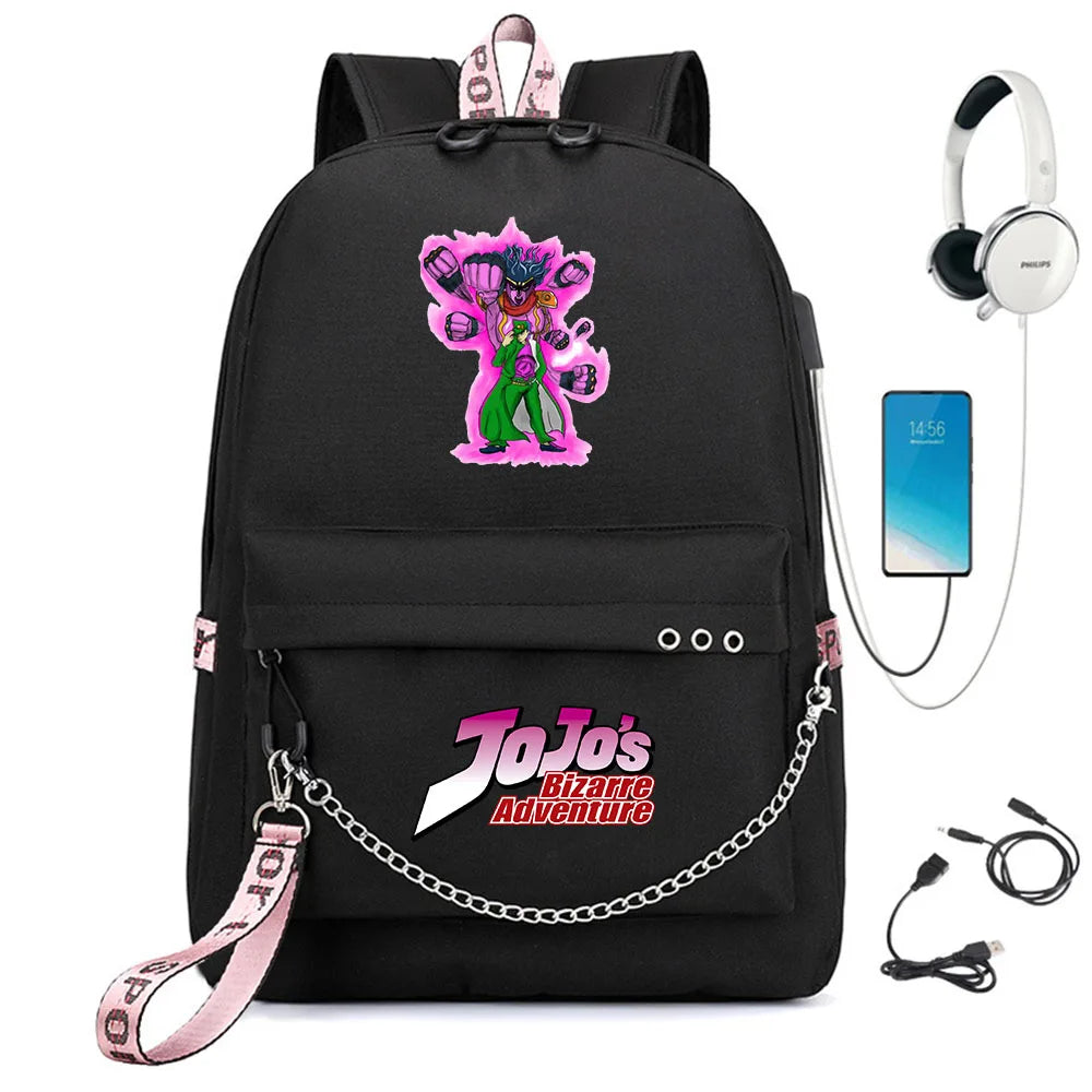 JoJo's Bizarre Adventure Backpack Schoolbag with USB