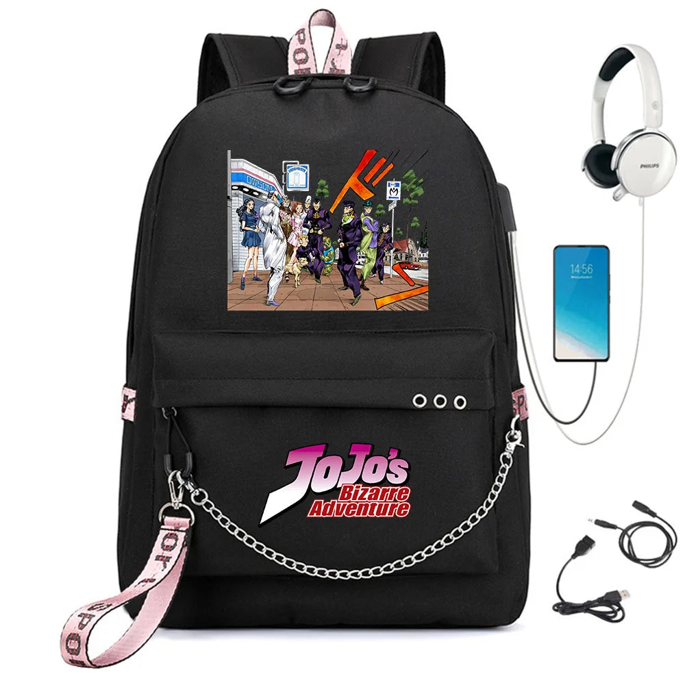 JoJo's Bizarre Adventure Backpack Schoolbag with USB