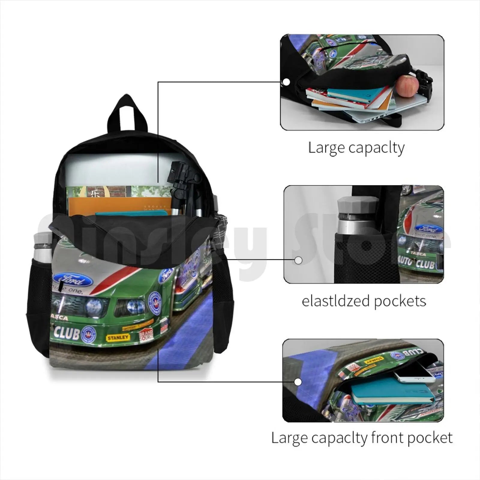John Force Funny Car Outdoor Hiking Backpack Riding Climbing Sports Bag