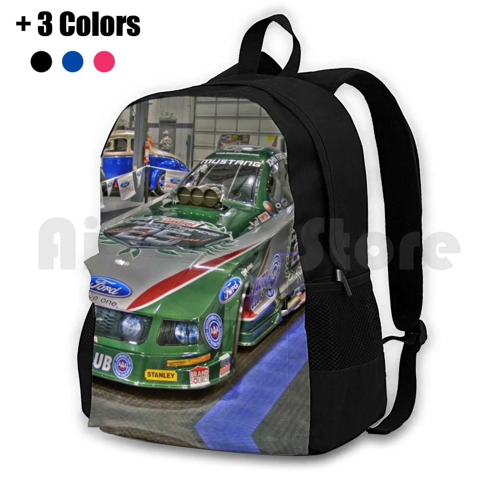 John Force Funny Car Outdoor Hiking Backpack Riding Climbing Sports Bag