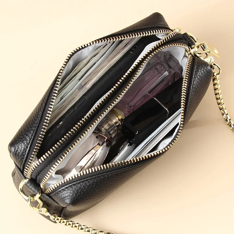Leather Pillow Bag Chain Women Shoulder Bags
